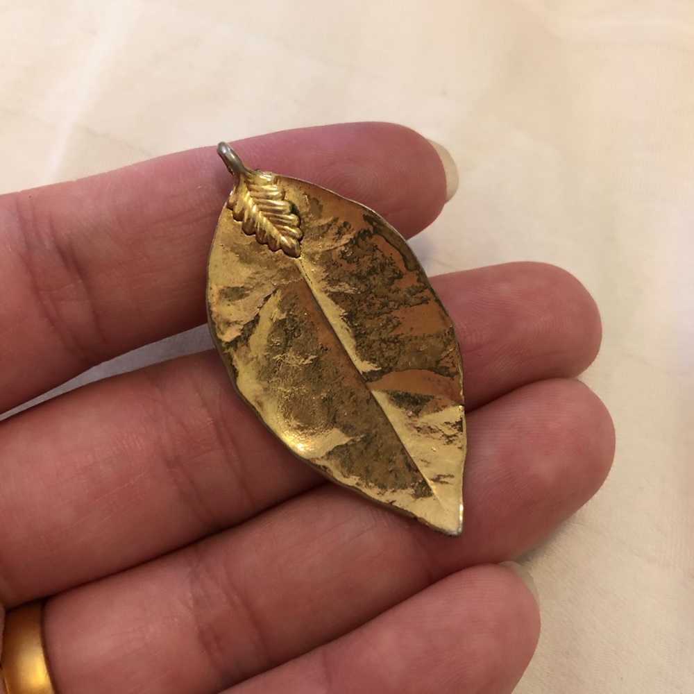 Gold Dipped Leaf Pendant - image 2